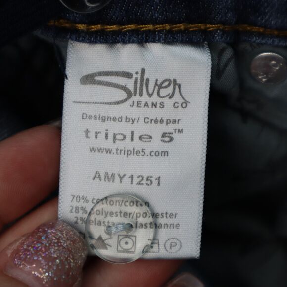 Silver Jeans Pants Girls 14 Blue Denim Casual Adjustable Waist Triple 5 Amy 1251 - Picture 2 of 15